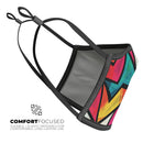 Retro Vector Sharp Shapes - Made in USA Mouth Cover Unisex Anti-Dust Cotton Blend Reusable & Washable Face Mask with Adjustable Sizing for Adult or Child