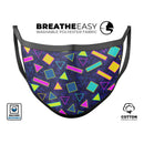 Retro Wiggle Shapes - Made in USA Mouth Cover Unisex Anti-Dust Cotton Blend Reusable & Washable Face Mask with Adjustable Sizing for Adult or Child