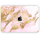 Rose Pink Marble & Digital Gold Frosted Foil V10 - Skin Decal Wrap Kit Compatible with the Apple MacBook Pro, Pro with Touch Bar or Air (11", 12", 13", 15" & 16" - All Versions Available)