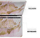 Rose Pink Marble & Digital Gold Frosted Foil V10 - Skin Decal Wrap Kit Compatible with the Apple MacBook Pro, Pro with Touch Bar or Air (11", 12", 13", 15" & 16" - All Versions Available)