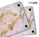 Rose Pink Marble & Digital Gold Frosted Foil V10 - Skin Decal Wrap Kit Compatible with the Apple MacBook Pro, Pro with Touch Bar or Air (11", 12", 13", 15" & 16" - All Versions Available)
