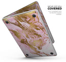 Rose Pink Marble & Digital Gold Frosted Foil V10 - Skin Decal Wrap Kit Compatible with the Apple MacBook Pro, Pro with Touch Bar or Air (11", 12", 13", 15" & 16" - All Versions Available)