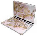 Rose Pink Marble & Digital Gold Frosted Foil V10 - Skin Decal Wrap Kit Compatible with the Apple MacBook Pro, Pro with Touch Bar or Air (11", 12", 13", 15" & 16" - All Versions Available)