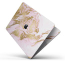 Rose Pink Marble & Digital Gold Frosted Foil V10 - Skin Decal Wrap Kit Compatible with the Apple MacBook Pro, Pro with Touch Bar or Air (11", 12", 13", 15" & 16" - All Versions Available)