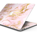 Rose Pink Marble & Digital Gold Frosted Foil V11 - Skin Decal Wrap Kit Compatible with the Apple MacBook Pro, Pro with Touch Bar or Air (11", 12", 13", 15" & 16" - All Versions Available)