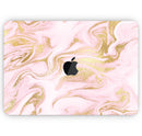 Rose Pink Marble & Digital Gold Frosted Foil V11 - Skin Decal Wrap Kit Compatible with the Apple MacBook Pro, Pro with Touch Bar or Air (11", 12", 13", 15" & 16" - All Versions Available)