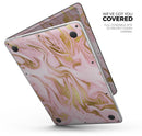 Rose Pink Marble & Digital Gold Frosted Foil V11 - Skin Decal Wrap Kit Compatible with the Apple MacBook Pro, Pro with Touch Bar or Air (11", 12", 13", 15" & 16" - All Versions Available)