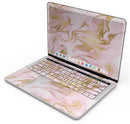 Rose Pink Marble & Digital Gold Frosted Foil V11 - Skin Decal Wrap Kit Compatible with the Apple MacBook Pro, Pro with Touch Bar or Air (11", 12", 13", 15" & 16" - All Versions Available)