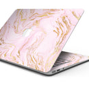 Rose Pink Marble & Digital Gold Frosted Foil V12 - Skin Decal Wrap Kit Compatible with the Apple MacBook Pro, Pro with Touch Bar or Air (11", 12", 13", 15" & 16" - All Versions Available)