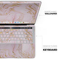Rose Pink Marble & Digital Gold Frosted Foil V12 - Skin Decal Wrap Kit Compatible with the Apple MacBook Pro, Pro with Touch Bar or Air (11", 12", 13", 15" & 16" - All Versions Available)