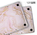Rose Pink Marble & Digital Gold Frosted Foil V12 - Skin Decal Wrap Kit Compatible with the Apple MacBook Pro, Pro with Touch Bar or Air (11", 12", 13", 15" & 16" - All Versions Available)