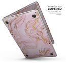 Rose Pink Marble & Digital Gold Frosted Foil V12 - Skin Decal Wrap Kit Compatible with the Apple MacBook Pro, Pro with Touch Bar or Air (11", 12", 13", 15" & 16" - All Versions Available)