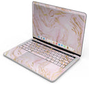 Rose Pink Marble & Digital Gold Frosted Foil V12 - Skin Decal Wrap Kit Compatible with the Apple MacBook Pro, Pro with Touch Bar or Air (11", 12", 13", 15" & 16" - All Versions Available)