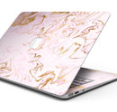 Rose Pink Marble & Digital Gold Frosted Foil V13 - Skin Decal Wrap Kit Compatible with the Apple MacBook Pro, Pro with Touch Bar or Air (11", 12", 13", 15" & 16" - All Versions Available)
