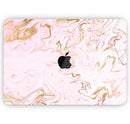 Rose Pink Marble & Digital Gold Frosted Foil V13 - Skin Decal Wrap Kit Compatible with the Apple MacBook Pro, Pro with Touch Bar or Air (11", 12", 13", 15" & 16" - All Versions Available)