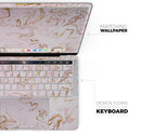 Rose Pink Marble & Digital Gold Frosted Foil V13 - Skin Decal Wrap Kit Compatible with the Apple MacBook Pro, Pro with Touch Bar or Air (11", 12", 13", 15" & 16" - All Versions Available)