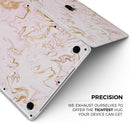 Rose Pink Marble & Digital Gold Frosted Foil V13 - Skin Decal Wrap Kit Compatible with the Apple MacBook Pro, Pro with Touch Bar or Air (11", 12", 13", 15" & 16" - All Versions Available)