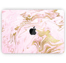 Rose Pink Marble & Digital Gold Frosted Foil V14 - Skin Decal Wrap Kit Compatible with the Apple MacBook Pro, Pro with Touch Bar or Air (11", 12", 13", 15" & 16" - All Versions Available)