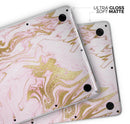 Rose Pink Marble & Digital Gold Frosted Foil V14 - Skin Decal Wrap Kit Compatible with the Apple MacBook Pro, Pro with Touch Bar or Air (11", 12", 13", 15" & 16" - All Versions Available)