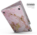 Rose Pink Marble & Digital Gold Frosted Foil V14 - Skin Decal Wrap Kit Compatible with the Apple MacBook Pro, Pro with Touch Bar or Air (11", 12", 13", 15" & 16" - All Versions Available)