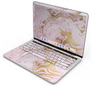 Rose Pink Marble & Digital Gold Frosted Foil V14 - Skin Decal Wrap Kit Compatible with the Apple MacBook Pro, Pro with Touch Bar or Air (11", 12", 13", 15" & 16" - All Versions Available)