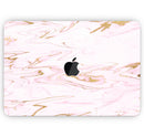 Rose Pink Marble & Digital Gold Frosted Foil V15 - Skin Decal Wrap Kit Compatible with the Apple MacBook Pro, Pro with Touch Bar or Air (11", 12", 13", 15" & 16" - All Versions Available)