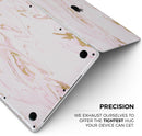 Rose Pink Marble & Digital Gold Frosted Foil V15 - Skin Decal Wrap Kit Compatible with the Apple MacBook Pro, Pro with Touch Bar or Air (11", 12", 13", 15" & 16" - All Versions Available)