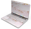 Rose Pink Marble & Digital Gold Frosted Foil V15 - Skin Decal Wrap Kit Compatible with the Apple MacBook Pro, Pro with Touch Bar or Air (11", 12", 13", 15" & 16" - All Versions Available)