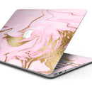 Rose Pink Marble & Digital Gold Frosted Foil V16 - Skin Decal Wrap Kit Compatible with the Apple MacBook Pro, Pro with Touch Bar or Air (11", 12", 13", 15" & 16" - All Versions Available)