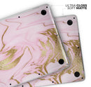 Rose Pink Marble & Digital Gold Frosted Foil V16 - Skin Decal Wrap Kit Compatible with the Apple MacBook Pro, Pro with Touch Bar or Air (11", 12", 13", 15" & 16" - All Versions Available)
