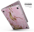Rose Pink Marble & Digital Gold Frosted Foil V16 - Skin Decal Wrap Kit Compatible with the Apple MacBook Pro, Pro with Touch Bar or Air (11", 12", 13", 15" & 16" - All Versions Available)