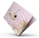 Rose Pink Marble & Digital Gold Frosted Foil V16 - Skin Decal Wrap Kit Compatible with the Apple MacBook Pro, Pro with Touch Bar or Air (11", 12", 13", 15" & 16" - All Versions Available)