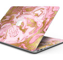 Rose Pink Marble & Digital Gold Frosted Foil V17 - Skin Decal Wrap Kit Compatible with the Apple MacBook Pro, Pro with Touch Bar or Air (11", 12", 13", 15" & 16" - All Versions Available)