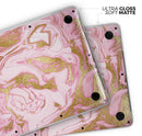 Rose Pink Marble & Digital Gold Frosted Foil V17 - Skin Decal Wrap Kit Compatible with the Apple MacBook Pro, Pro with Touch Bar or Air (11", 12", 13", 15" & 16" - All Versions Available)
