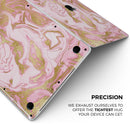 Rose Pink Marble & Digital Gold Frosted Foil V17 - Skin Decal Wrap Kit Compatible with the Apple MacBook Pro, Pro with Touch Bar or Air (11", 12", 13", 15" & 16" - All Versions Available)