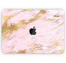 Rose Pink Marble & Digital Gold Frosted Foil V18 - Skin Decal Wrap Kit Compatible with the Apple MacBook Pro, Pro with Touch Bar or Air (11", 12", 13", 15" & 16" - All Versions Available)
