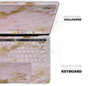 Rose Pink Marble & Digital Gold Frosted Foil V18 - Skin Decal Wrap Kit Compatible with the Apple MacBook Pro, Pro with Touch Bar or Air (11", 12", 13", 15" & 16" - All Versions Available)