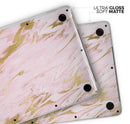 Rose Pink Marble & Digital Gold Frosted Foil V18 - Skin Decal Wrap Kit Compatible with the Apple MacBook Pro, Pro with Touch Bar or Air (11", 12", 13", 15" & 16" - All Versions Available)