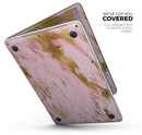Rose Pink Marble & Digital Gold Frosted Foil V18 - Skin Decal Wrap Kit Compatible with the Apple MacBook Pro, Pro with Touch Bar or Air (11", 12", 13", 15" & 16" - All Versions Available)