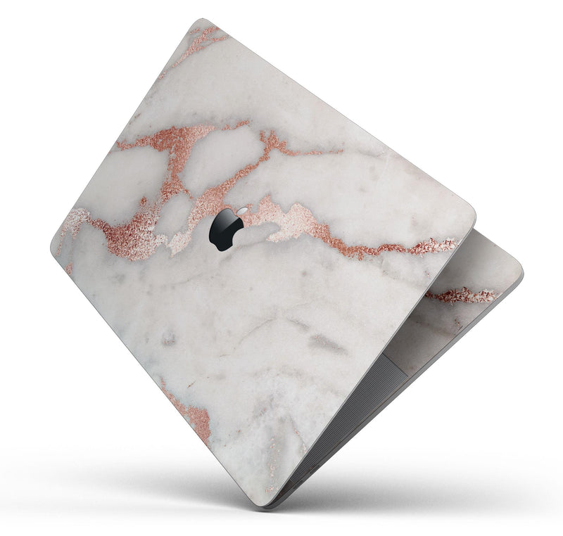 Rose Pink Marble & Digital Gold Frosted Foil V2 - Skin Decal Wrap Kit Compatible with the Apple MacBook Pro, Pro with Touch Bar or Air (11", 12", 13", 15" & 16" - All Versions Available)