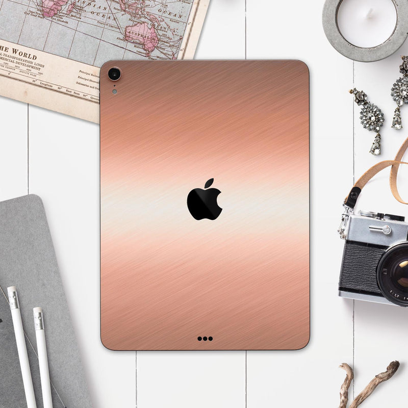 Rose Gold Digital Brushed Surface V1 - Full Body Skin Decal for the Apple iPad Pro 12.9", 11", 10.5", 9.7", Air or Mini (All Models Available)