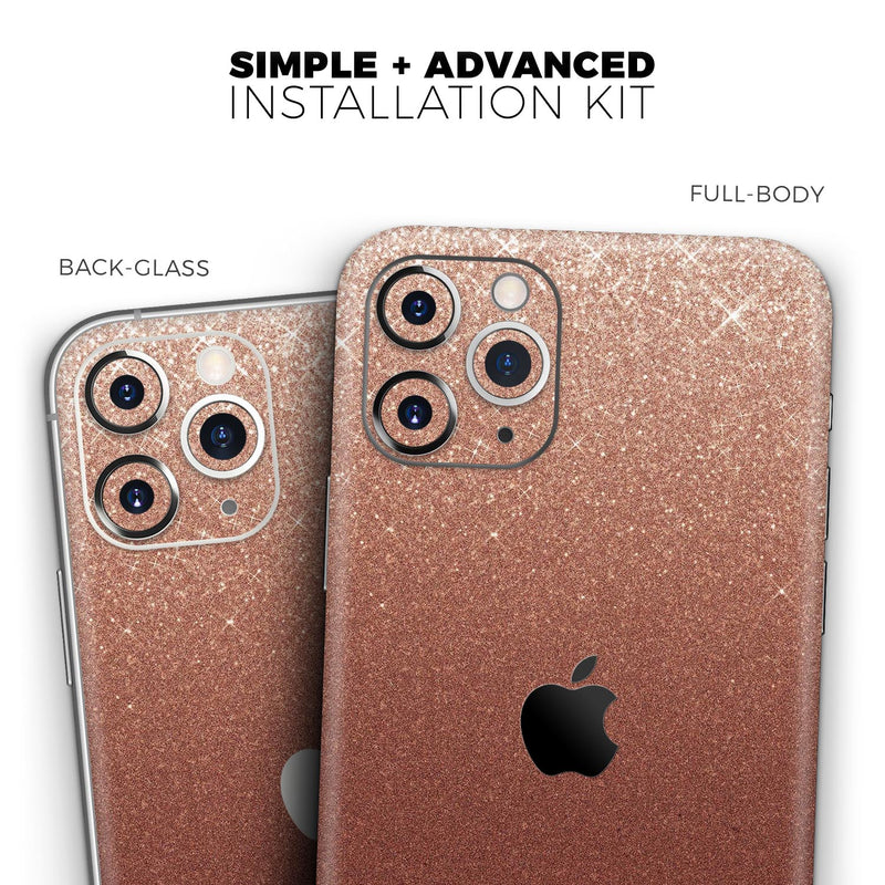 Rose Gold Digital Falling Glitter // Skin-Kit compatible with the Apple iPhone 14, 13, 12, 12 Pro Max, 12 Mini, 11 Pro, SE, X/XS + (All iPhones Available)