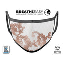 Rose Gold Lace Pattern 10 - Made in USA Mouth Cover Unisex Anti-Dust Cotton Blend Reusable & Washable Face Mask with Adjustable Sizing for Adult or Child