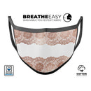 Rose Gold Lace Pattern 11 - Made in USA Mouth Cover Unisex Anti-Dust Cotton Blend Reusable & Washable Face Mask with Adjustable Sizing for Adult or Child