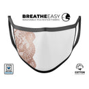 Rose Gold Lace Pattern 12 - Made in USA Mouth Cover Unisex Anti-Dust Cotton Blend Reusable & Washable Face Mask with Adjustable Sizing for Adult or Child
