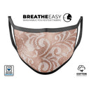 Rose Gold Lace Pattern 14 - Made in USA Mouth Cover Unisex Anti-Dust Cotton Blend Reusable & Washable Face Mask with Adjustable Sizing for Adult or Child