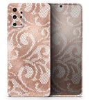 Rose Gold Lace Pattern 14 - Premium Vinyl Skin Decal for Samsung Galaxy S25 Ultra, S24, S23, S22 & All Galaxy S Models