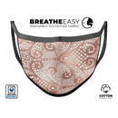 Rose Gold Lace Pattern 1 - Made in USA Mouth Cover Unisex Anti-Dust Cotton Blend Reusable & Washable Face Mask with Adjustable Sizing for Adult or Child