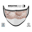 Rose Gold Lace Pattern 2 - Made in USA Mouth Cover Unisex Anti-Dust Cotton Blend Reusable & Washable Face Mask with Adjustable Sizing for Adult or Child