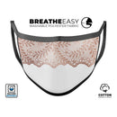 Rose Gold Lace Pattern 5 - Made in USA Mouth Cover Unisex Anti-Dust Cotton Blend Reusable & Washable Face Mask with Adjustable Sizing for Adult or Child